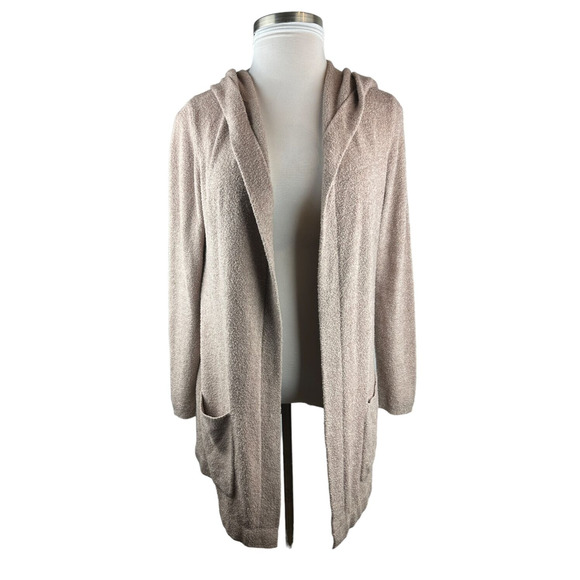 Barefoot Dreams Cozychic Lite Resort Cardi Hooded Long Cardigan Taupe 905 Medium - Picture 2 of 13